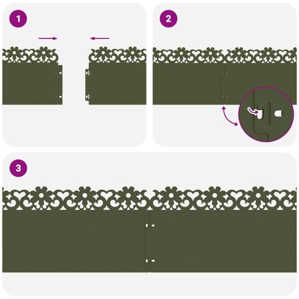 Rasenkanten 30 pcs Olive Grün 103 x 0,05 x 22 cm Stahl