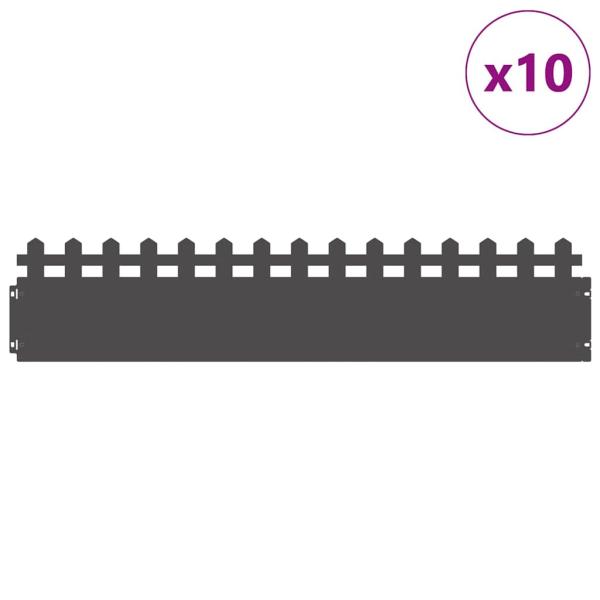 Rasenkanten 10 pcs Schwarz 103 x 0,05 x 22 cm Stahl