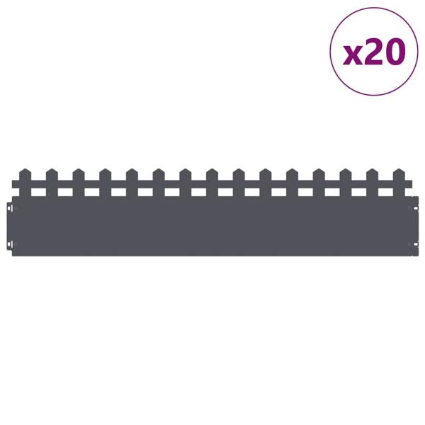 Rasenkanten 20 pcs Anthrazit 103 x 0,05 x 22 cm Stahl