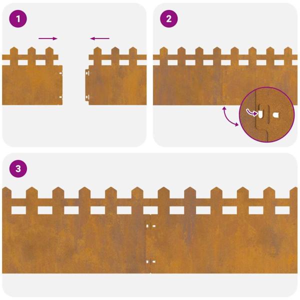Rasenkanten 10 pcs Rostig 103 x 0,05 x 22 cm Wetterfeststahl