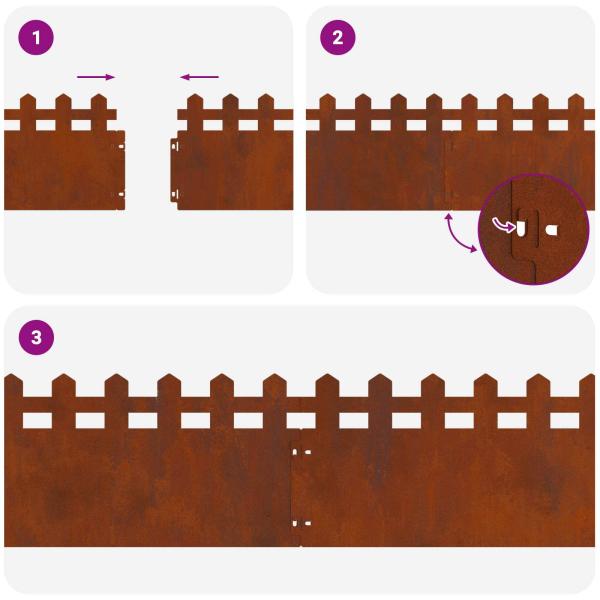Rasenkanten 30 pcs Rostig 103 x 0,05 x 22 cm Wetterfeststahl