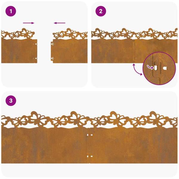 Rasenkanten 10 pcs Rostig 103 x 0,05 x 22 cm Wetterfeststahl