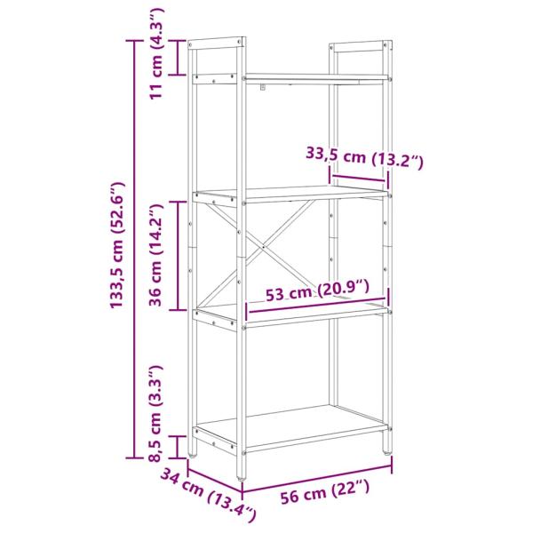 Bücherregal Graues Sonoma 56 x 34 x 133,5 cm Holzwerkstoff