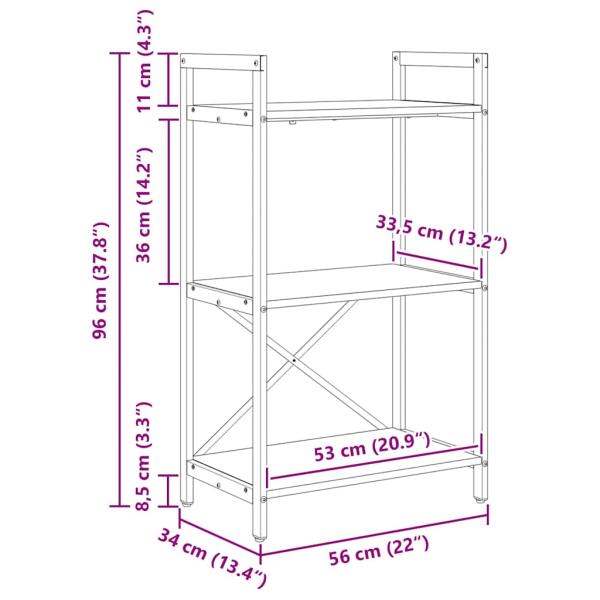 Bücherregal Graues Sonoma 56 x 34 x 96 cm Holzwerkstoff