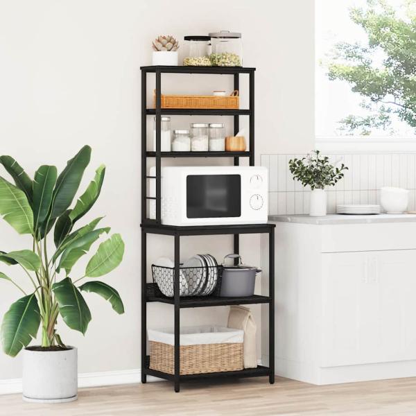 ARDEBO.de - Küchenregal Schwarz Eichen-Optik 60 x 40 x 168 cm Holzwerkstoff