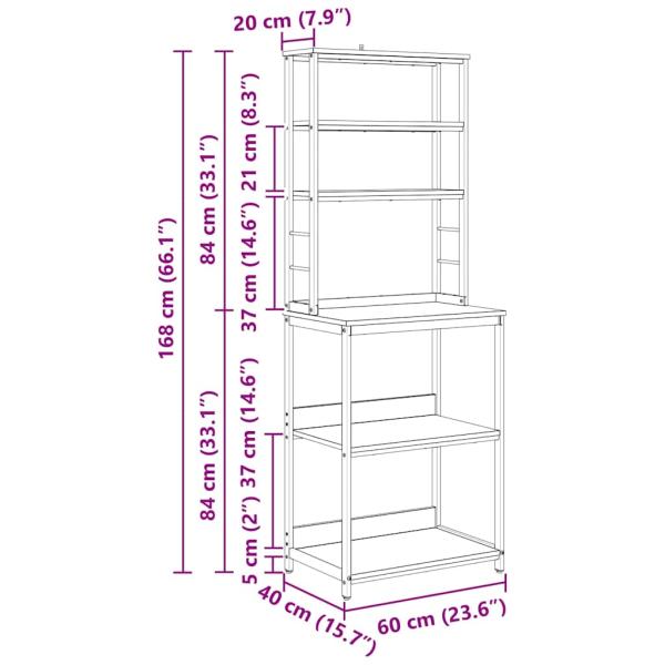 Küchenregal Schwarz Eichen-Optik 60 x 40 x 168 cm Holzwerkstoff