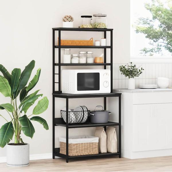 ARDEBO.de - Küchenregal Schwarz Eichen-Optik 80 x 40 x 168 cm Holzwerkstoff