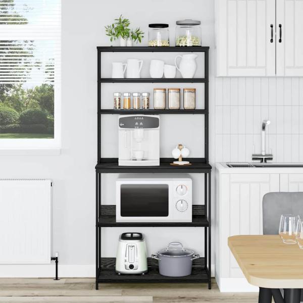 Küchenregal Schwarz Eichen-Optik 80 x 40 x 168 cm Holzwerkstoff