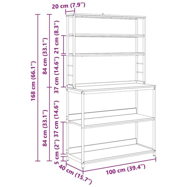 Küchenregal Sonoma-Eiche 100 x 40 x 168 cm Holzwerkstoff