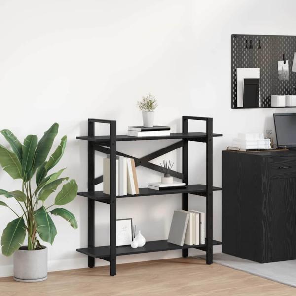 ARDEBO.de - Bücherregal Schwarz Eichen-Optik 100 x 33,5 x 102 cm