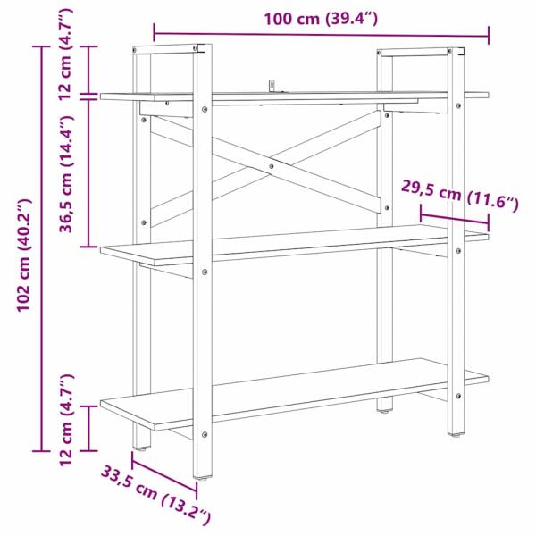 Bücherregal Sonoma-Eiche 100 x 33,5 x 102 cm Holzwerkstoff