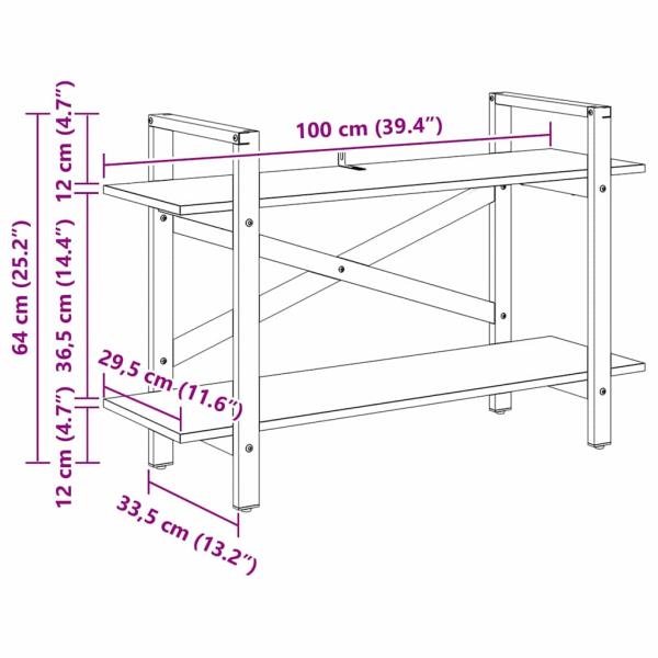Bücherregal Schwarz Eichen-Optik 100 x 33,5 x 64 cm