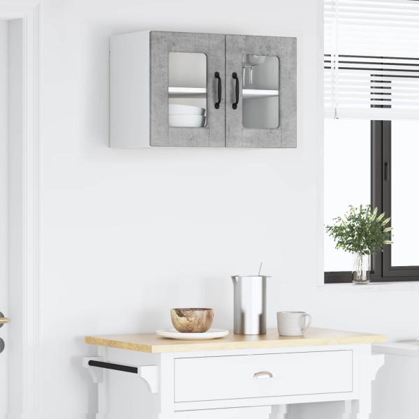 Wandglas-Schrank PORTO Betongrau 60 x 31 x 40 cm Holzwerkstoff