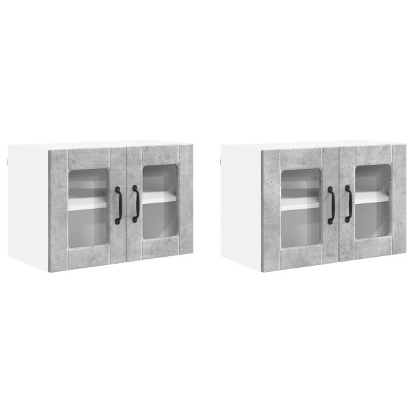 Küchenwandschrank mit Regal 2 pcs Beton Grau 60 x 31 x 40 cm