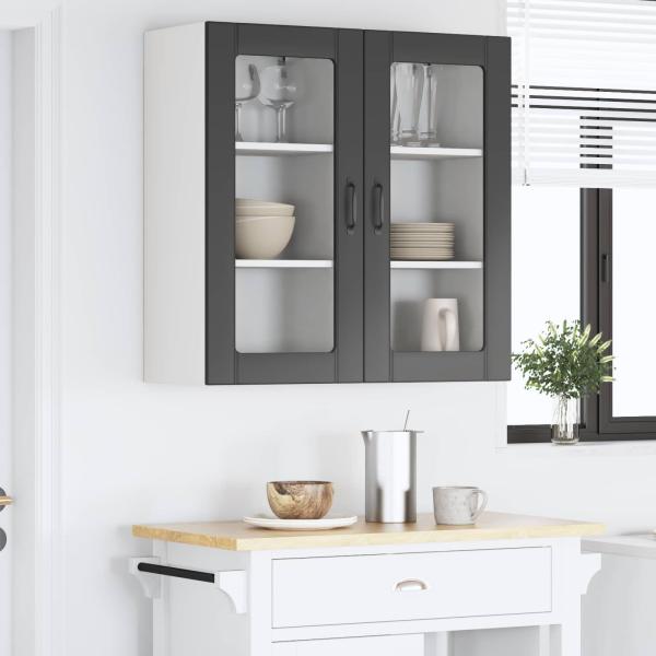 Wandglas-Schr?nke PORTO 2 stk. Schwarz Holzwerkstoff