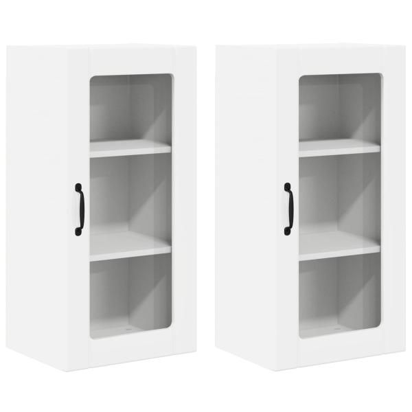 Küchenwandschrank mit Tür 2 pcs Hochglanz Weiß 40 x 31 x 80 cm