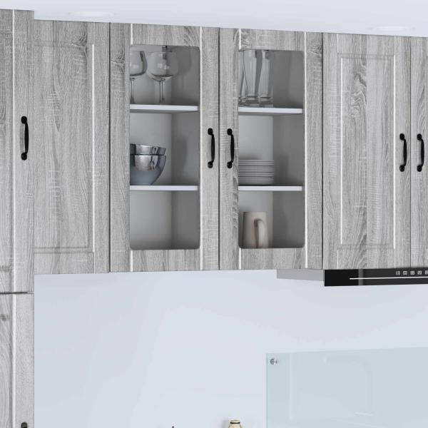 ARDEBO.de - Wandglas-Schrank PORTO Graues Sonoma 40 x 31 x 80 cm