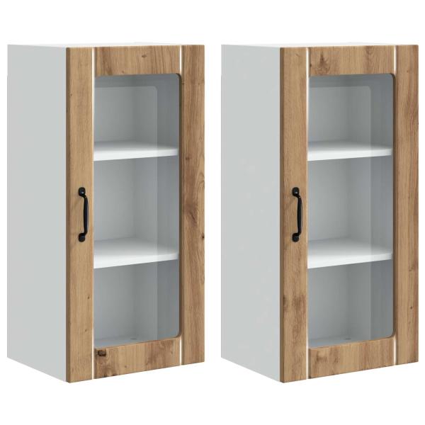 Küchenwandschrank mit Regal 2 pcs Artisan-Eiche 40 x 31 x 80 cm
