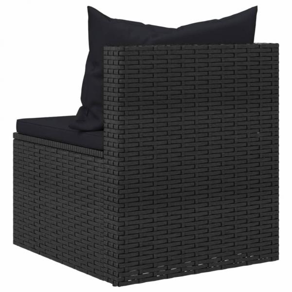 4-tlg. Garten-Sofagarnitur mit Kissen Schwarz Poly Rattan