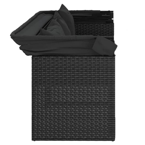 4-tlg. Garten-Sofagarnitur mit Kissen Schwarz Poly Rattan
