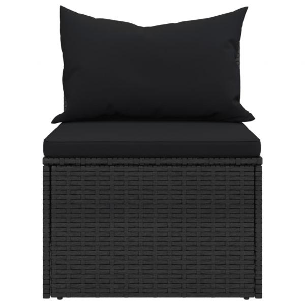 4-tlg. Garten-Sofagarnitur mit Kissen Schwarz Poly Rattan