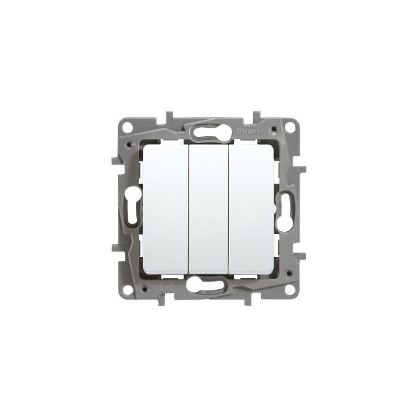 ARDEBO.de Legrand Ausschalter 3-fach (SK), Ultraweiß, mit Spreizkralle (664503)