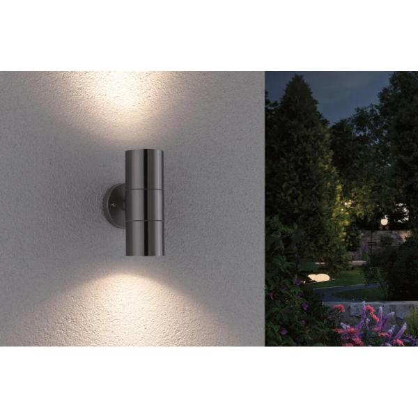 Paulmann Außenwandleuchte Flame IP44 60mm max. 2x10W 230V, Edelstahl gebürstet (94331)