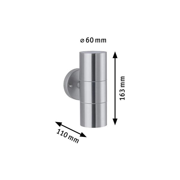 Paulmann Außenwandleuchte Flame IP44 60mm max. 2x10W 230V, Edelstahl gebürstet (94331)