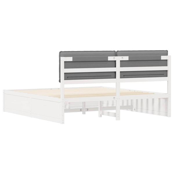 Bettgestell mit gepolstertem Kopfteil Hellgrau 200 x 200 cm