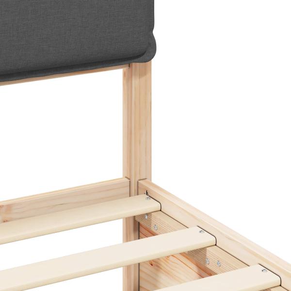 Bettgestell mit gepolstertem Kopfteil Dunkelgrau 135 x 190 cm