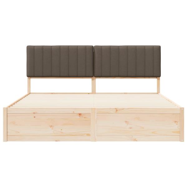 ARDEBO.de - Bettgestell mit gepolstertem Kopfteil Taupe 180 x 200 cm