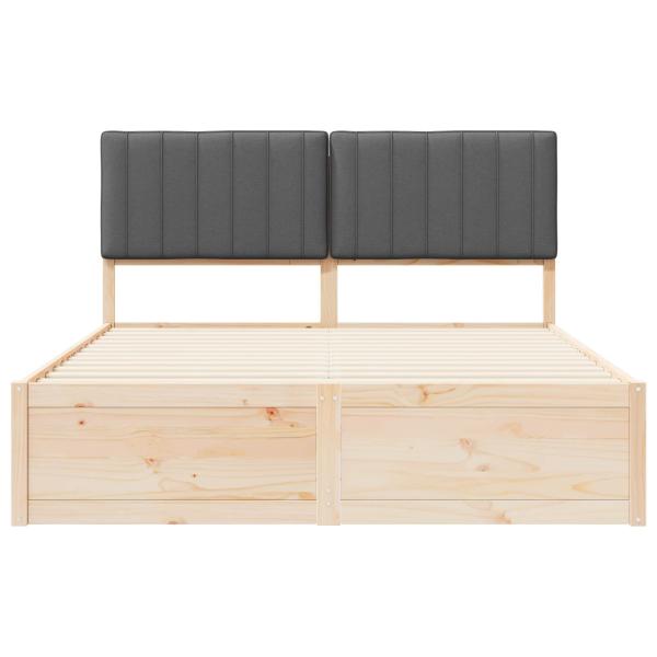 Bettgestell mit gepolstertem Kopfteil Dunkelgrau 160 x 200 cm