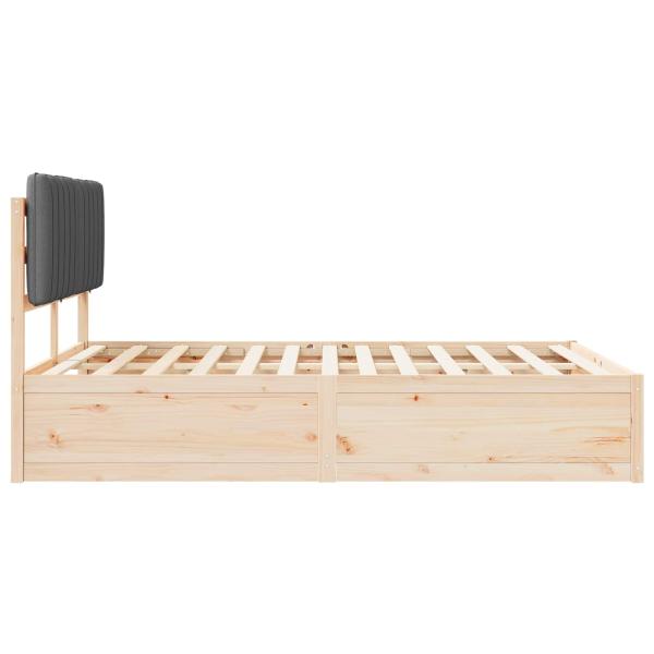 Bettgestell mit gepolstertem Kopfteil Dunkelgrau 140 x 200 cm