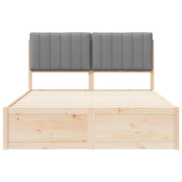 Bettgestell mit gepolstertem Kopfteil Hellgrau 140 x 190 cm