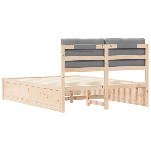 Bettgestell mit gepolstertem Kopfteil Hellgrau 140 x 190 cm