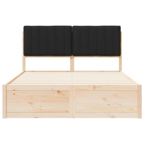 Bettgestell mit gepolstertem Kopfteil Schwarz 140 x 190 cm