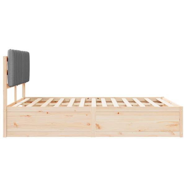 Bettgestell mit gepolstertem Kopfteil Hellgrau 135 x 190 cm