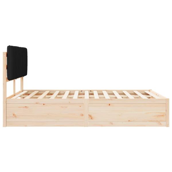 Bettgestell mit gepolstertem Kopfteil Schwarz 135 x 190 cm