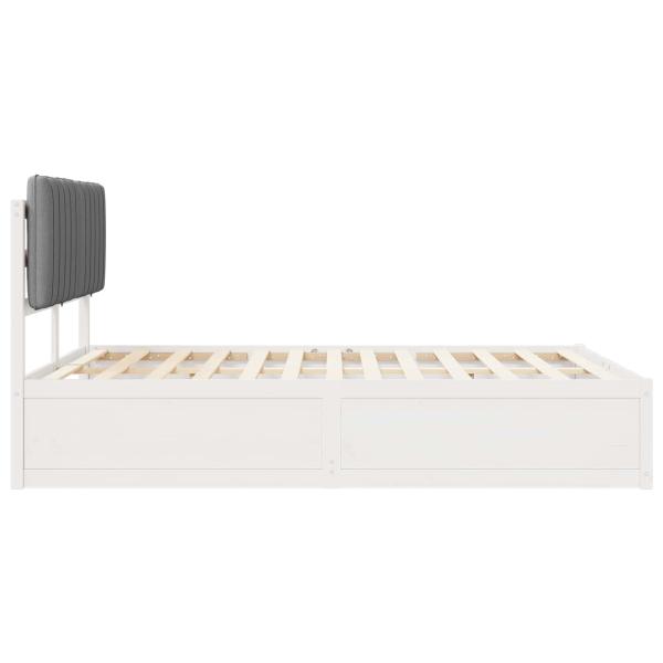 Bettgestell mit gepolstertem Kopfteil Hellgrau 135 x 190 cm