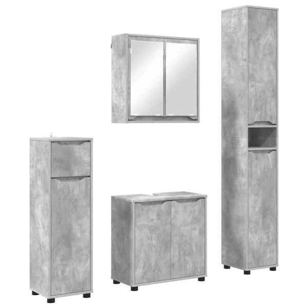 Badezimmermöbel-Set mit Regal 4 pcs Beton Grau Holzwerkstoff