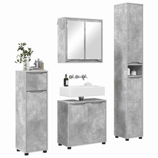 Badezimmermöbel-Set mit Regal 4 pcs Beton Grau Holzwerkstoff