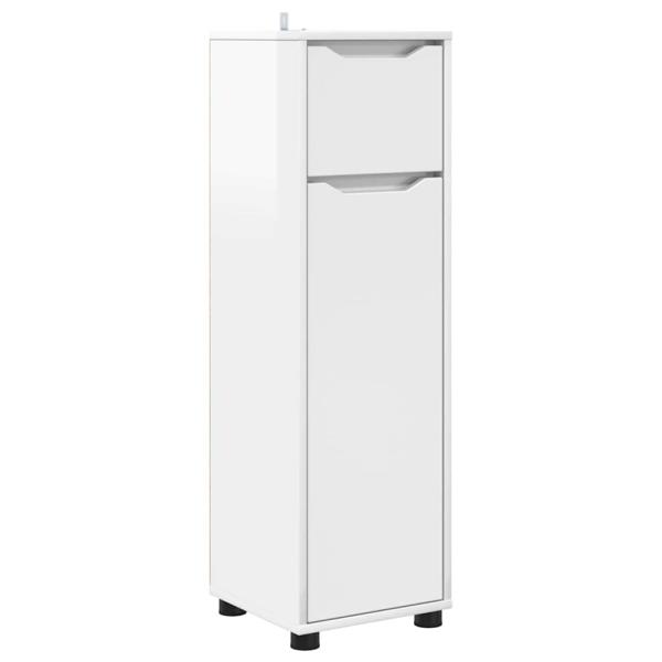 Badezimmermöbel-Set Mit Rad 4 pcs Hochglanz Weiß Holzwerkstoff