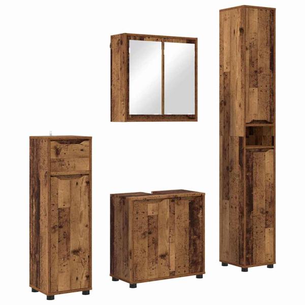 Badezimmermöbel-Set mit Schubladen 4 pcs Altholz Holzwerkstoff