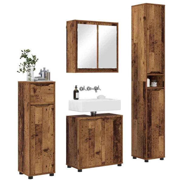 Badezimmermöbel-Set mit Schubladen 4 pcs Altholz Holzwerkstoff