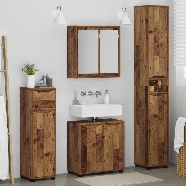 Badezimmermöbel-Set mit Schubladen 4 pcs Altholz Holzwerkstoff