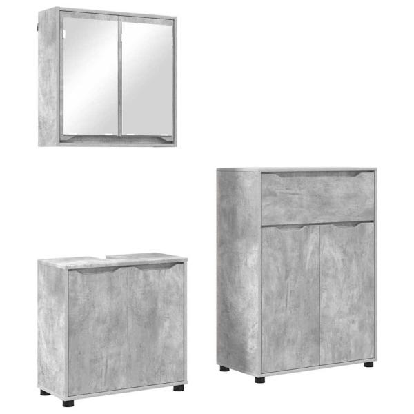 Badezimmermöbel-Set mit Regal 3 pcs Beton Grau Holzwerkstoff