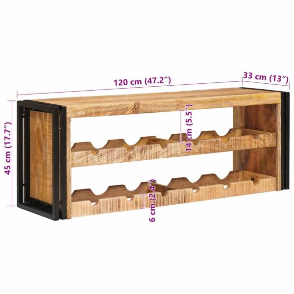 Weinregal Braun 100 x 45 x 33 cm Massives grobes Mangoholz