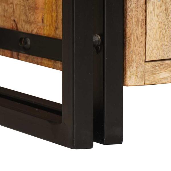 Bücherregal mit Türen Braun Massiv Grobes Mangoholz und Metall