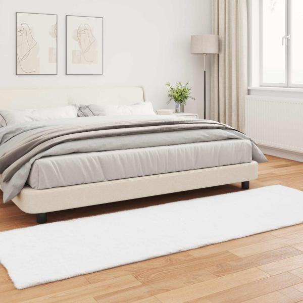 Kunstfell Hasen Teppich Weiß 80 x 250 cm Polyester