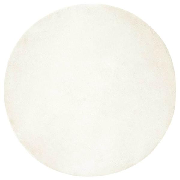 ARDEBO.de - Kunstfell Hasen Teppich Weiß Ø 120 cm Polyester